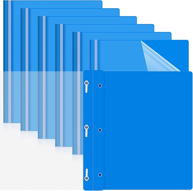 Teling 24 Pcs Clear Front Report Covers with 3 Prongs Fasteners Plastic Presentation Folders Resume Portfolio Report for Letter Size Binder for Paper Document School Office(Blue)