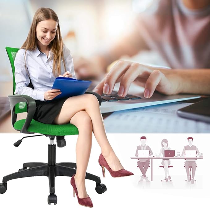 BestOffice Home Office Chair Ergonomic Desk Chair Mesh Computer Chair with Lumbar Support Armrest Executive Rolling Swivel Adjustable Mid Back Task Chair,Green