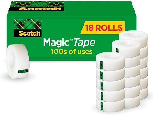 Scotch Magic Tape, Invisible, Home Office Supplies and Back to School Supplies for College and Classrooms, 18 Rolls (Pack of 8)