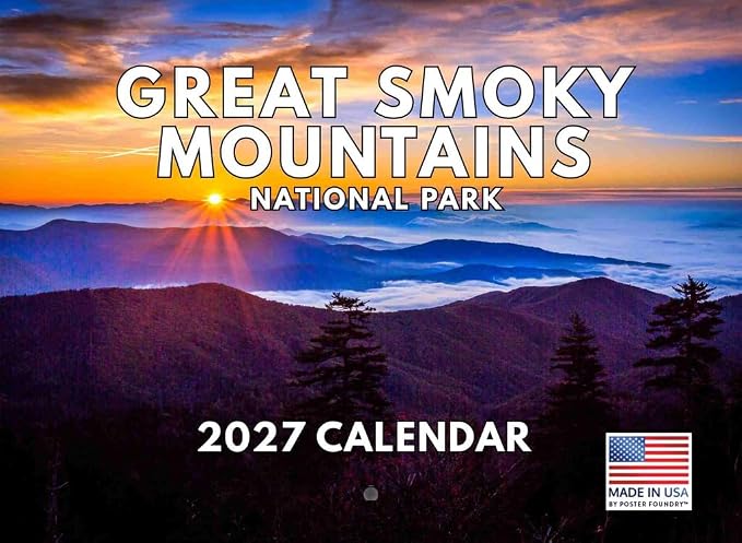 Great Smoky Mountains Calendar 2027 Tennessee Blue Ridge Monthly Wall Calender 12 Month | American Made In The USA