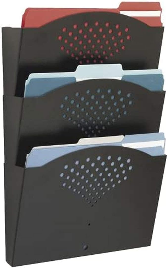Safco Steel Three Pocket Letter Size Flush Mount Wall Rack 3172BL, Black Powder Coat Finish, Durable Commercial-Steel Construction