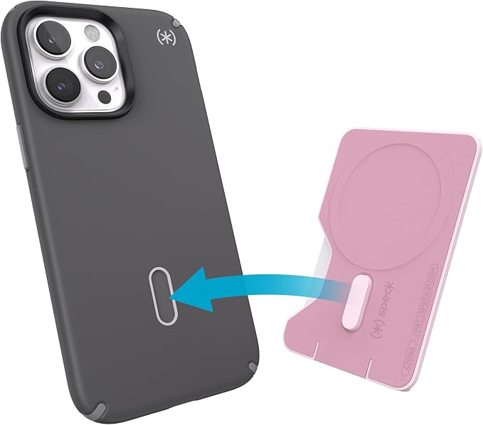Speck iPhone Wallet MagSafe Accessory - Removable ClickLock No-Slip Interlock - Holds 1-3 Cards - Soft Touch Finish, Scratch Resistant Card Holder Built for MagSafe - Nimbus Pink/Pale Violet