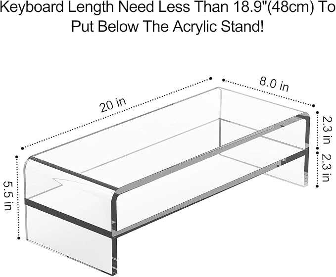 Egchi Acrylic Monitor Stand, 2 Tiers Computer Monitor Riser(20x8x5.5 Inch), Monitor Riser/Computer Stand for Home,Office,Business,PC Desk Stand for Keyboard Storage& Multi-Media Laptop Printer Screen | Computer Stand for Home,Office,Business,PC Desk St...