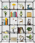 20-Cube Metal Wire Cube Storage with 1 Wooden hammer Stackable Storage Bins, Modular Bookcase, DIY Closet Cabinet Ideal for Living Room Bedroom, Home, Office 47''L x 14''W x 70''H Black (20-Cube)