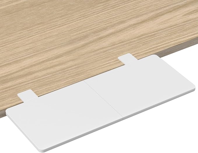 Suptek Clamp-on 9.5 x 23.6 inch Desk Extender, Wrist Support, Foldable Keyboard Tray Platform, Suitable for Office Desks, White, DSF3LW