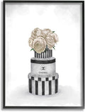 Stupell Industries Fashion Flower Box Stack Neutral Grey Painting, Design by Artist Ziwei Li Wall Art, 16 x 20, Black Framed