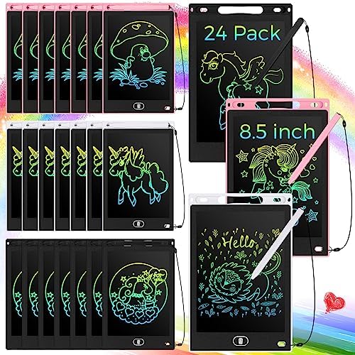 Zhehao 24 Pcs LCD Writing Tablet Kids Board, Soft Color, Round Style