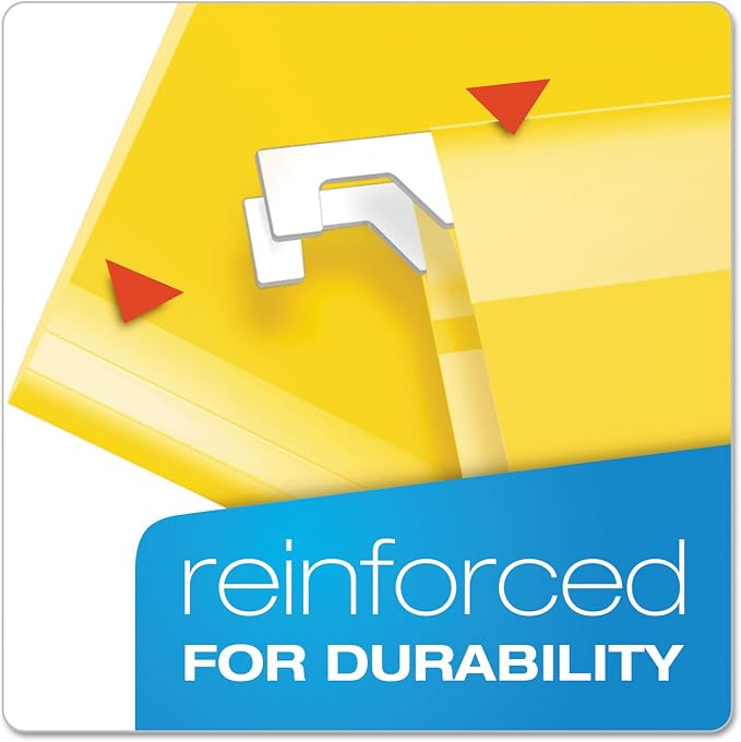Pendaflex Extra Capacity Reinforced Hanging Folders, Letter Size, Yellow, 25 per Box (4152X2YEL)