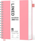 AHGXG Spiral Notebook - A5 Notebook College Ruled, Small 5.7" X 8.22", 300 Pages/150 Sheets Thick Notebook Journal, 100GSM Lined Paper, Plastic Hardcover, for Work Office School Writing Notes, Pink