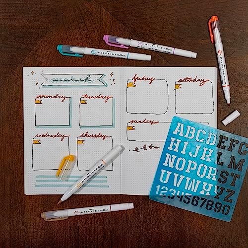 Zebra Pen MILDLINER No Bleed Brush Pen, Assorted Warm, Dual Tip, 5-Pack