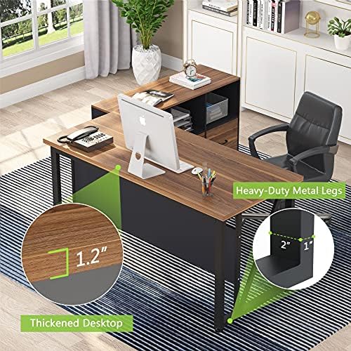 Tribesigns 55 inches Executive Desk and 43" lateral File Cabinet, L-Shaped Computer Desk Home Office Furniture with Drawers and Storage Shelves, Office Table with Cabinet