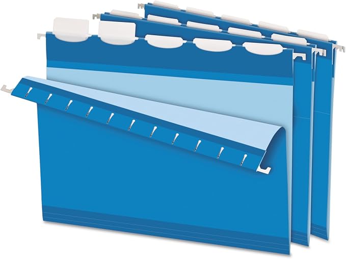 Pendaflex Ready-Tab Reinforced Hanging Folders, Letter Size, Blue, 5 Tab, 25/BX (42622)