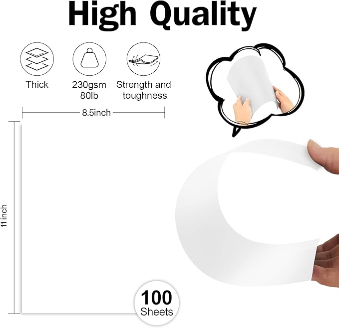100 Sheets White Cardstock 8.5 x 11 Certificate Paper, Goefun White Card Stock Printer Paper for Invitations, Menus, Wedding, DIY Cards (Pack of 4)