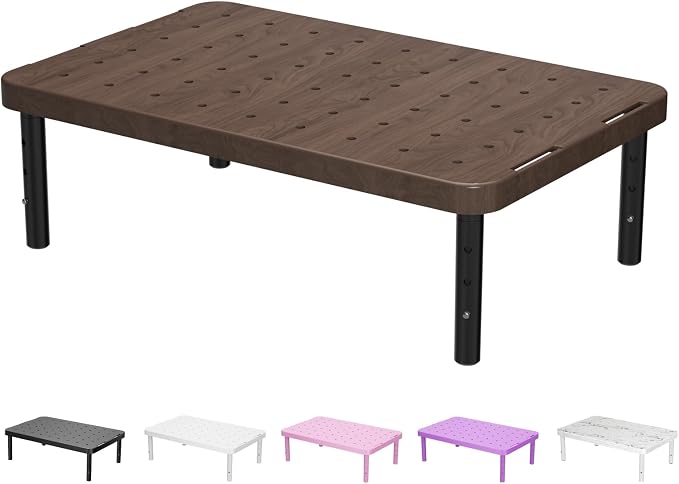 WALI Plastic Computer Monitor Stand, Adjustable Laptop Riser, up to 44 lbs | Desk Monitor Riser Underneath Storage, Fits Notebook, Laptops, Printers, for Home, Office, School(PTT001-C),1 Pack,Brown