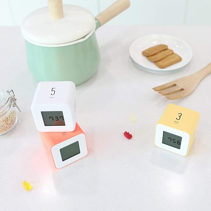 mooas Multi Cube Timer/Rotating Flip Clock Timer (Violet), Simple Operation, Digital Clock & ADHD Block Time Timers Management for Kids Desk Kitchen Study Classroom Cube 5,10,20,30 min Setting