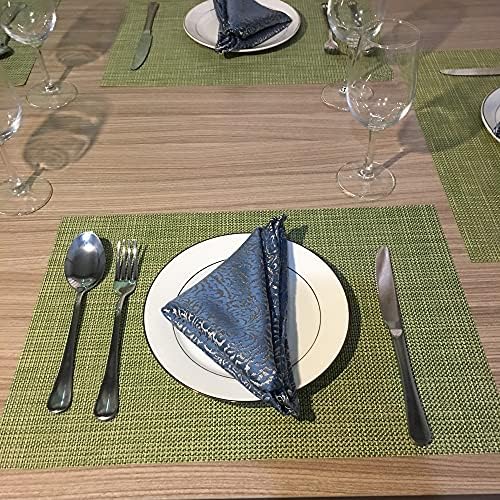 WAZAIGUR Placemats Crisscross Woven Vinyl Place Mats Set of 4 Green&Yellow
