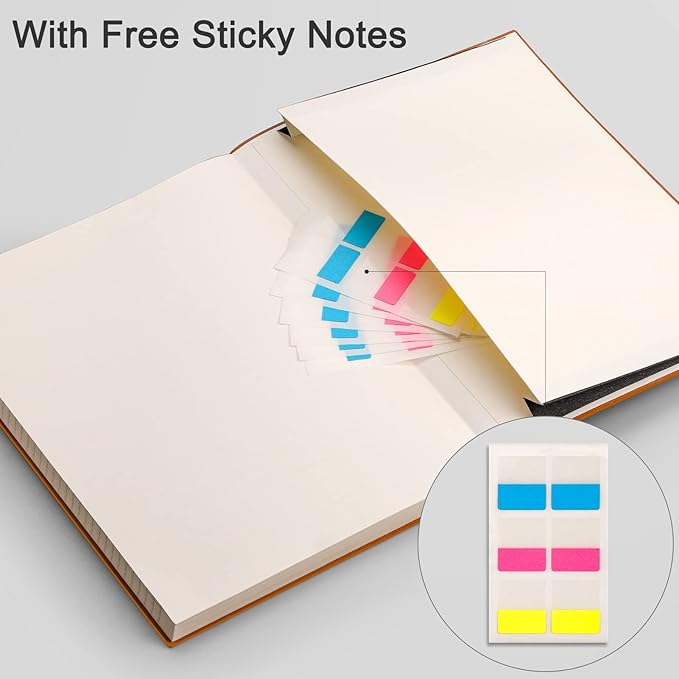 EMSHOI College Ruled Composition Notebook - Large B5 Notebook Lined Journal Leather with Free Sticky Notes, 204 Numbered Pages,100gsm Thick Lined Paper, Softcover, 7.5"x10"-LightBlue