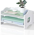 WALI Desk File Organizer, 2 Tier Stackable Desktop Paper Letter Tray Organizer with Handle, Office Desk Accessories & Workspace Organizers for Office, Home, School Supplies, 1 Pack, White