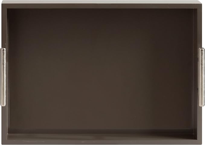 Kate and Laurel Lipton Decorative Modern Rectangular Tray, 16.5 x 12.25, Brown and Silver, Chic Serving Tray for Storage, Organization, and Display