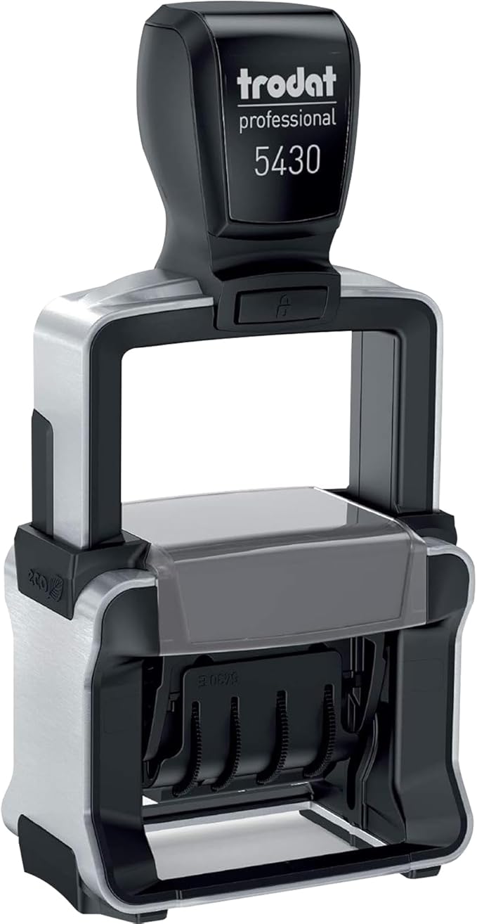 Trodat 5430 Professional Self-Inking Date Stamp with Scanned - Blue Ink