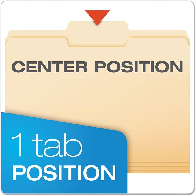Pendaflex File Folders, Letter Size, Manila, 1/3 Cut, 100/BX (752 1/3-2)