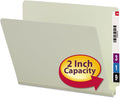 Smead End Tab Pressboard File Folder, Straight-Cut Tab, 2" Expansion, Letter Size, Gray/Green, 25 per Box (26210)