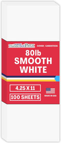 100 Bright White Smooth Card Paper Sheets - 4.25 X 11 Inches - 80# (80 lb/Pound) Cover Weight - Half Letter Size Cut Long - Menu Paper - Program - Smooth Finish