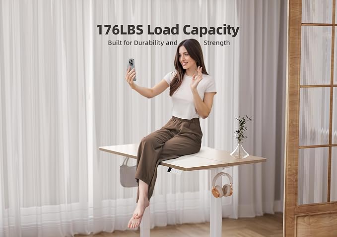 Claiks Electric Height Adjustable Standing Desk, 35x20 Inch, Nature | Smooth Height Adjustment, 3 Memory Presets, Cable Management Hub&Hook, Stable Steel Frame, 176lbs Capacity, Easy Assembly