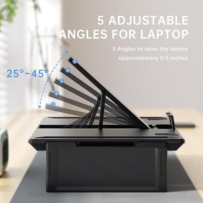 Heymaster Dual Monitor Stand for Desk, Gaming Monitor Riser with RGB Light, Foldable Computer Monitor Stand Riser, Desk Organizers and Accessories for Desktop, Printer (Black)
