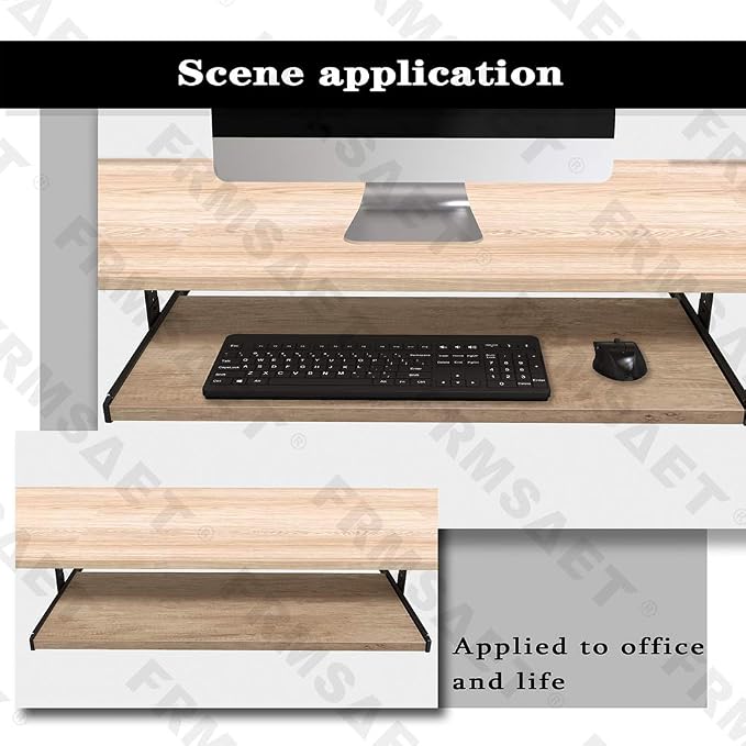FRMSAET Office Product 20/24/30 inch Keyboard Drawer Tray(30 in, Burlywood) | Heavy Duty Wood Pull-Out Under Desk Computer Platform Sliding Drawer Suits with Adjustable Height Slides, Save Space