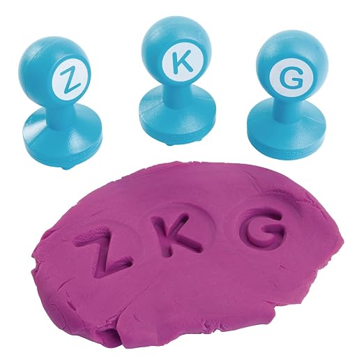 Colorations Alphabet Dough Stampers, 26 Uppercase Letter Stamps | For Toddlers & Preschoolers, Learn ABCs & Spelling, Play Dough Creative Play for Classrooms, Daycare, School & Homeschool
