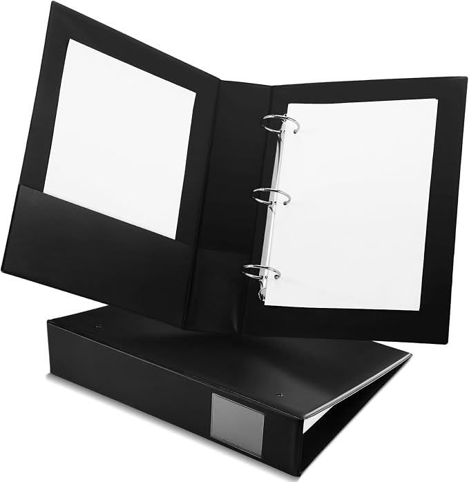 2 Pack Legal Size 3 Ring Binder with 2 Pockets, 2 Inch Round Rings Black Binder, Holds 8.5" x 14" Paper for Classroom Home Office Supplies