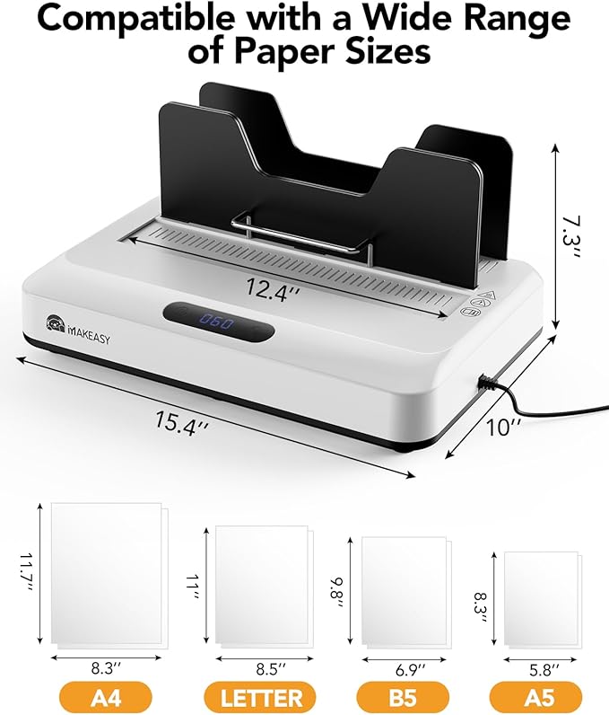 Thermal Binding Machine 500 Sheets Capacity with 10PCS Binding Covers, Digital Touch Panel, Air Cooling, Electric Thermal Binder for A4//A5/Letter Size Documents