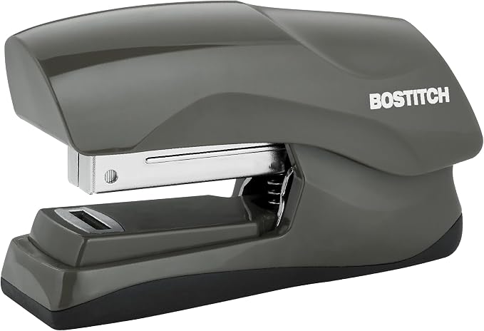 Bostitch Heavy Duty Compact Stapler, 40-Sheet Capacity, No-Jam Technology, Flat Clinch Design, Half-Strip Desktop Stapler, Gray