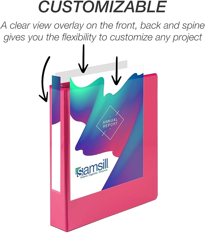 Samsill Durable 1.5 inch 3 Ring Binder, D Ring Binder, 100% Recycled Chipboard, Fashion Assortment, 4 Pack