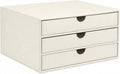 UnionBasic Document Organizer, 3-Drawer File Cabinet Document Storage Box, Office Desktop Filing Organizer, Creamy White | Document Storage Box, Office Desktop Filing Organizer, Printed Oil Faux Leather