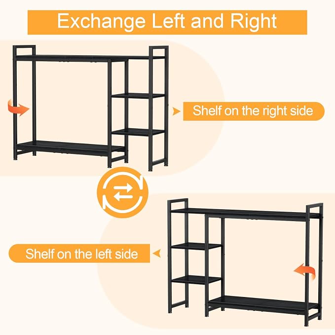 Snughome Adjustable Desk Shelf with Monitor Stand, 38.6" Desktop Organizer Hutch, Height Adjustable Computer Monitor Riser & 4 Tier Storage Bookshelf for Home Office Dorm, Black