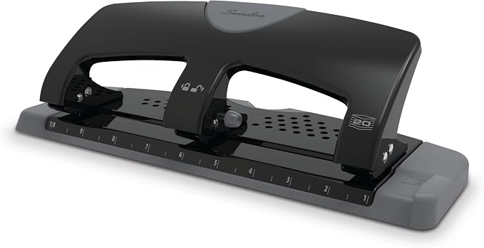 Swingline 3 Hole Punch, 20 Sheet Capacity Three Hole Puncher 3 Ring, Paper Punch, SmartTouch Low Effort, Black & Silver (74133) (Pack of 6)
