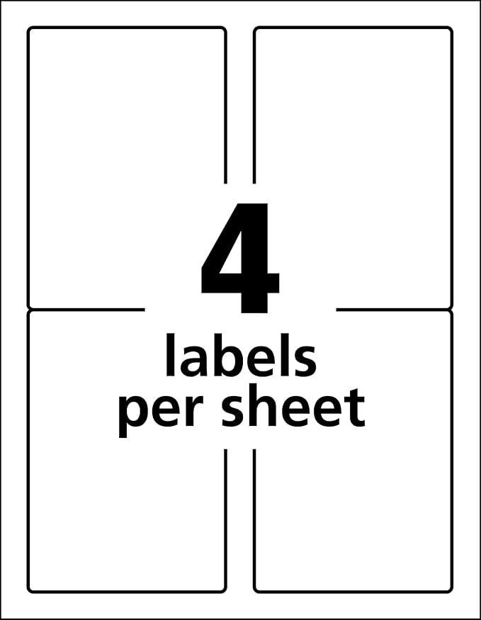 Avery® Durable White Cover Up ID Labels for Laser Printers, 5 x 3.5, Pack of 200 (61532)