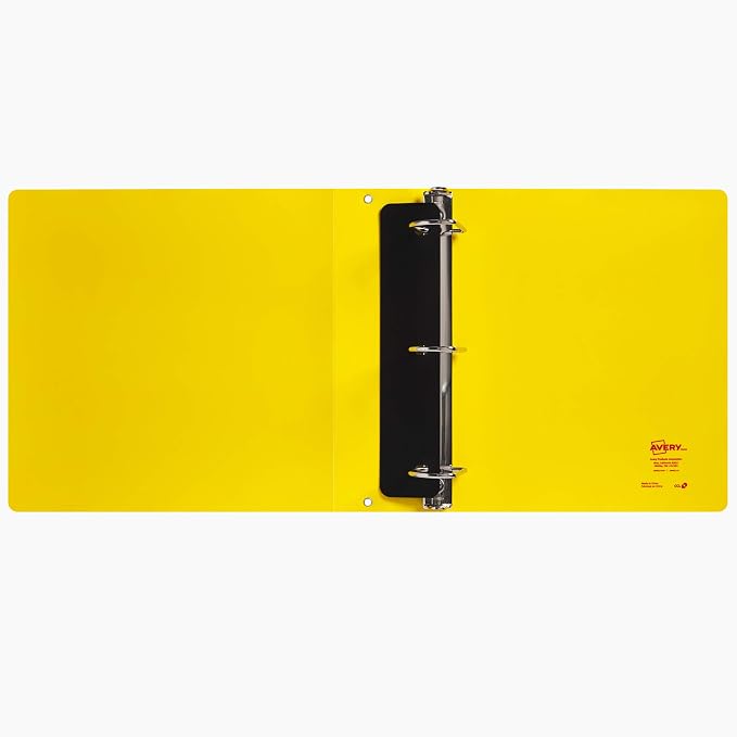 Avery® UltraDuty™ SDS 3 Ring Binder, 2" Rings, 1 Yellow/Red Binder | For Industrial Workplace and Facility Use, OSHA HazCom Compliant, Attached 36" Chain, Water and Chemical Resistant Cover