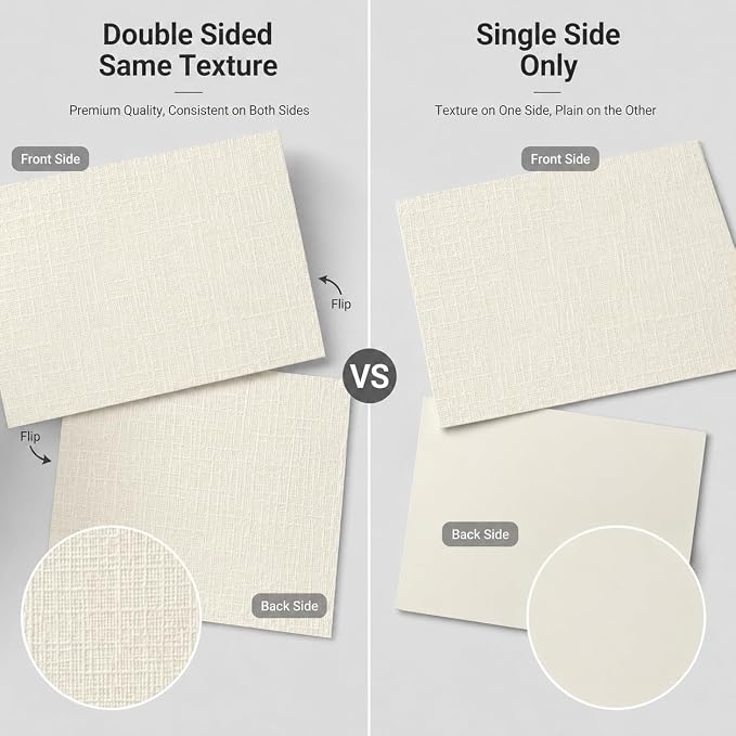 200 Sheets Ivory Linen Textured Cardstock Paper | 5x7 Inch Double-sided Textured Thick Cardstock for Printing, Wedding Invitations, Certifications or Crafts