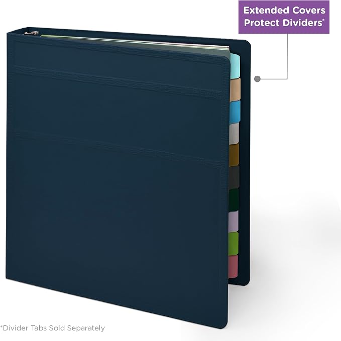 Carstens 1-Inch Heavy Duty 3-Ring Binder - Side Opening, Navy Blue, Durable Plastic, Precision No-Gap Rings, Waterproof Cover, No Pockets, Holds 125 US Letter Sheets, BPA-Free, Made in USA (8708-3R)