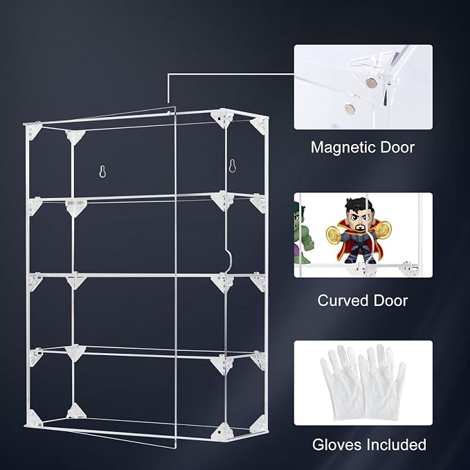 Acrylic Display Case, 4 Tier Clear Display Case for Mini Funko Pop Figures, Wall Mounted or Desktop Dustproof Display Cabinet Box for Collectibles Mini Toys Figurines Lego Model Dolls (12x4x15.9 inch)