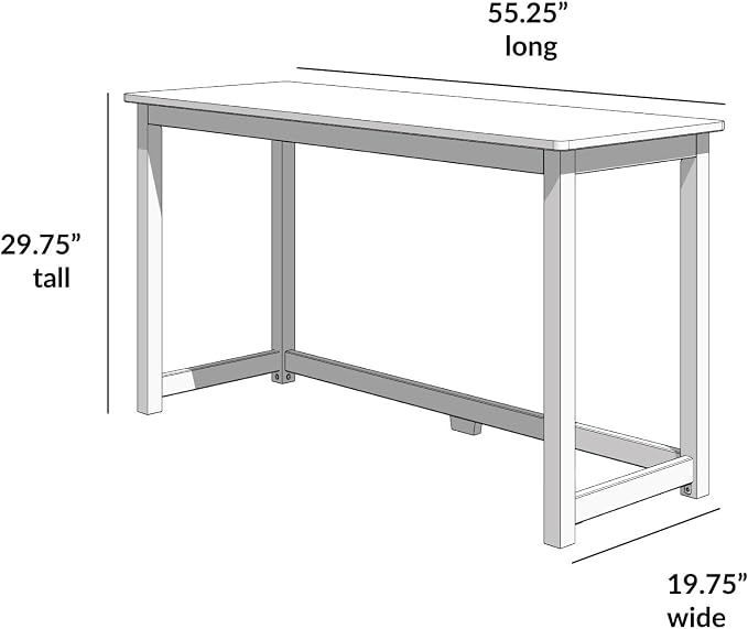 Plank+Beam Classic Desk, 55 Inch, White | Wooden Writing Desk, Non-Toxic Finishes, Large Desk Space, Engineered Wood, Matching Style, Solid Wood