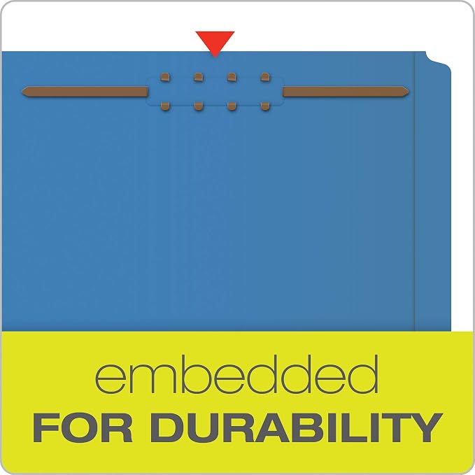 Pendaflex Fastener Folders, 2 Fasteners, Letter Size, Blue, 1/3 Cut Tabs in Left, Right, Center Positions, 50 per Box (22040GW) (Pack of 5)