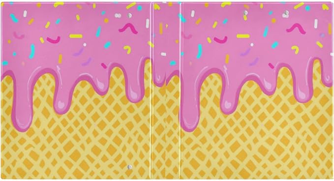 Caikeny 3 Ring Binder Ice Cream Colorful 1.5 Inch Binders Round Ring Clipboard with 2 Pockets for Office Supplies