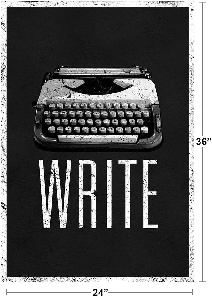Write Typewriter Poster ELA Classroom Decor for Middle School High School English Language Arts Must Have Writing Posters Cool Wall Art Print 24x36