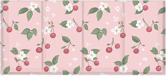 Flower Cherry Fruit Acrylic Pen Holder 4 Compartments with Prints, Desktop Makeup Brush Organizer Cutlery Acrylic Organizer Pencil Plastic Organizer Personalized Printed Pen Holder