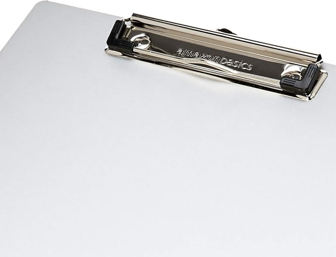 Amazon Basics Aluminum Clipboard, Letter Size, Office Supplies, 2-Pack, Silver