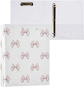 3 Ring Binder 1.5 Inch Cute Beautiful Pink Bow Clipboards Binders with Interior Pockets Round Ring Binder for Office Supplies and School
